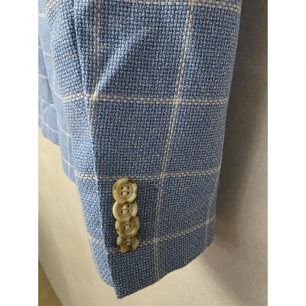 Tailorbyrd Mens Sport Coat Windowpane Blue 42R Paisley Lining NWT